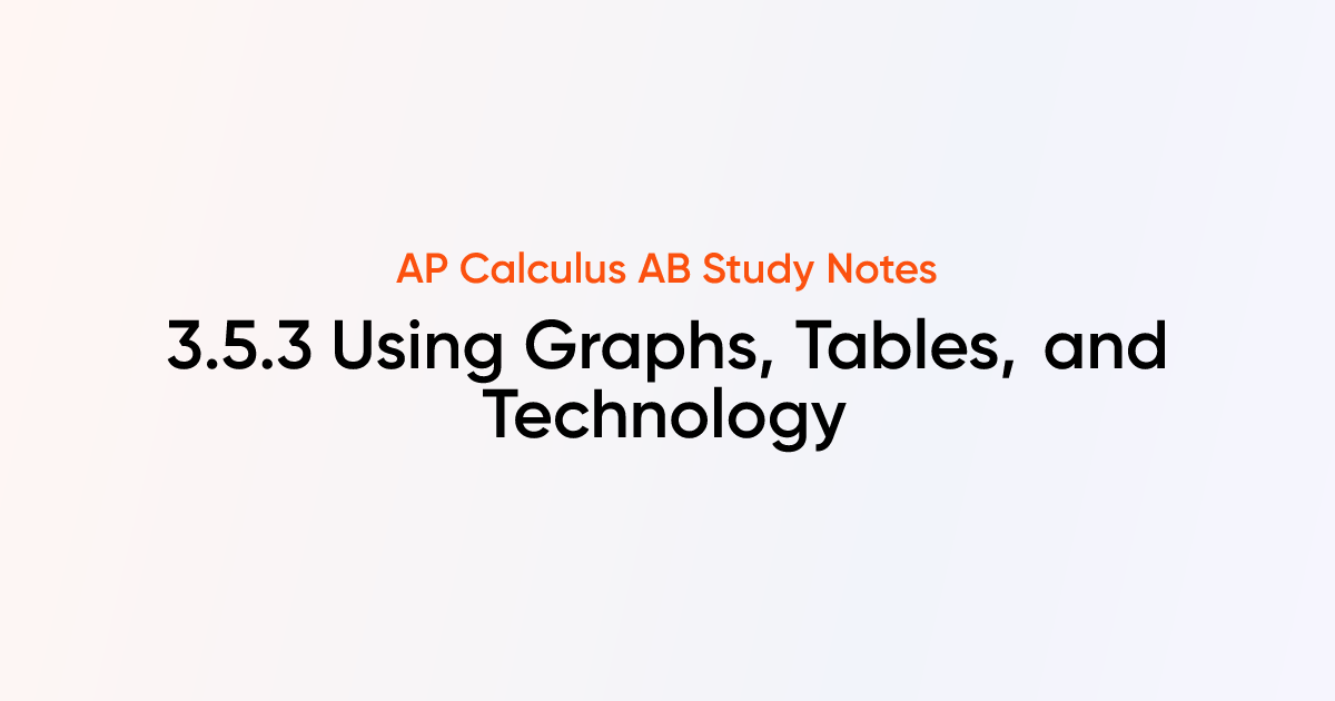 Using Graphs, Tables, and Technology (3.5.3) | AP Calculus AB Notes ...