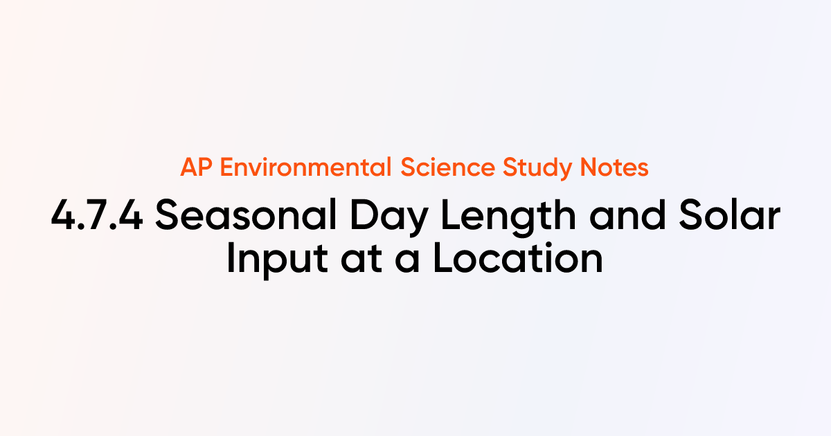 Seasonal Day Length and Solar Input at a Location (4.7.4) | AP ...
