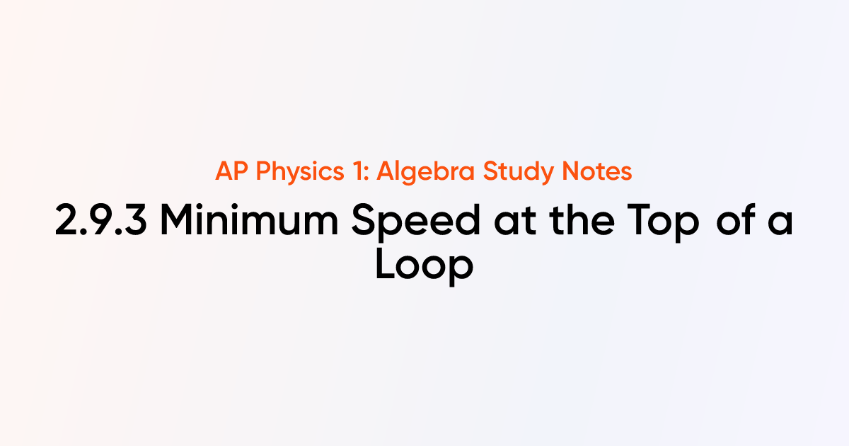 Minimum Speed at the Top of a Loop (2.9.3) | AP Physics 1: Algebra ...