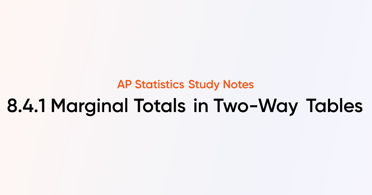 Marginal Totals in Two-Way Tables (8.4.1) | AP Statistics Notes ...