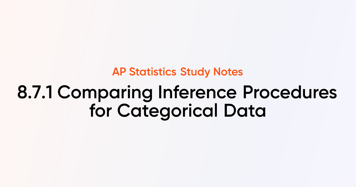 Comparing Inference Procedures for Categorical Data (8.7.1) | AP ...