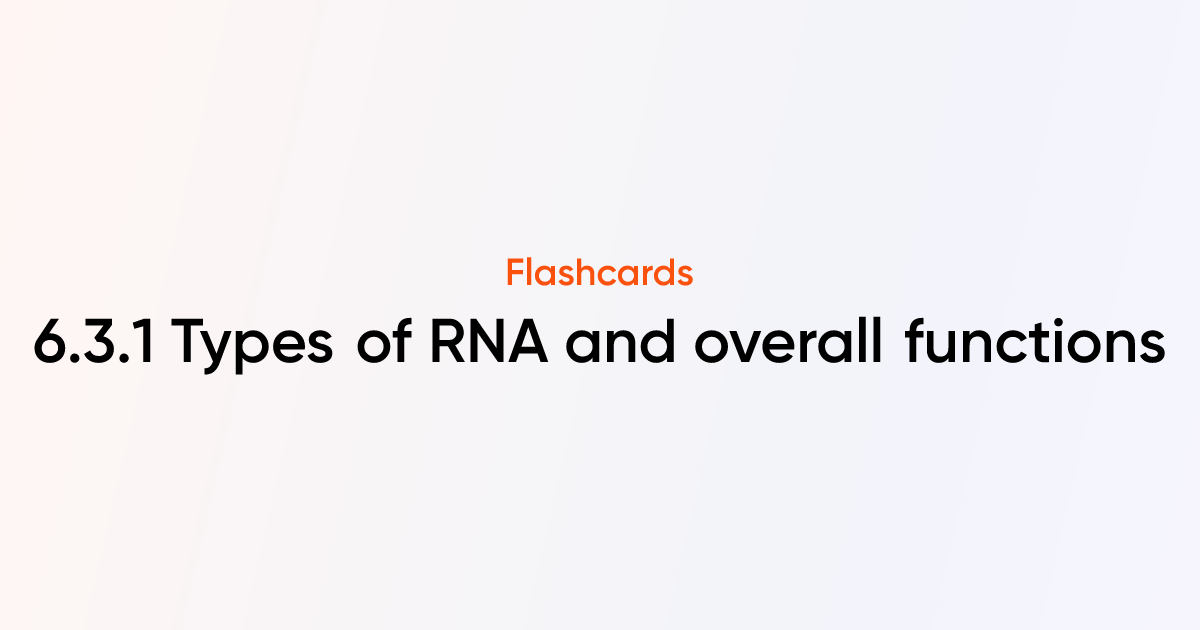 6.3.1 Types of RNA and overall functions Flashcards | TutorChase