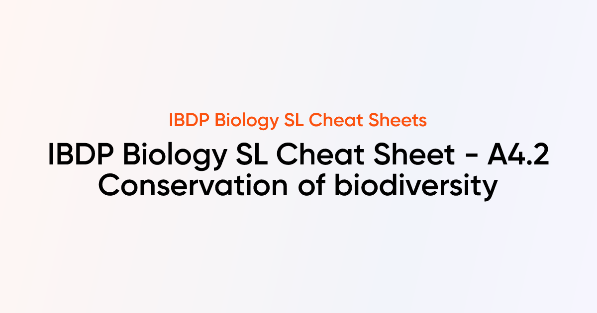 IBDP Biology SL Cheat sheet - A4.2 Conservation of biodiversity | IBDP ...
