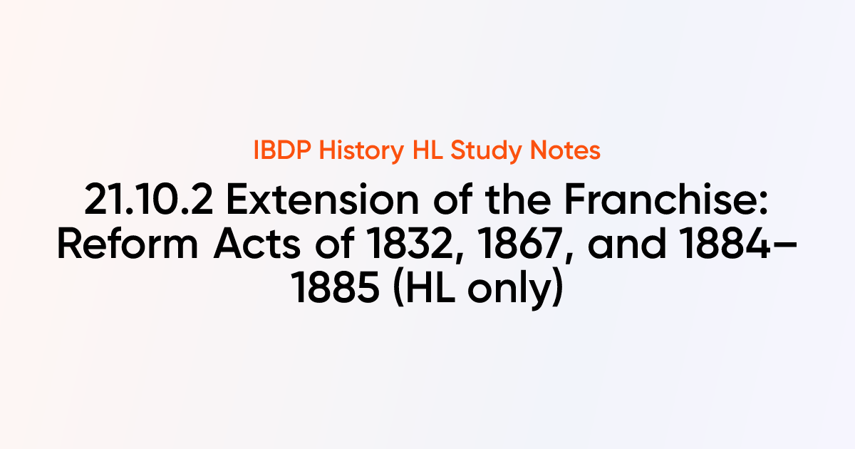 Extension of the Franchise: Reform Acts of 1832, 1867, and 1884–1885 ...
